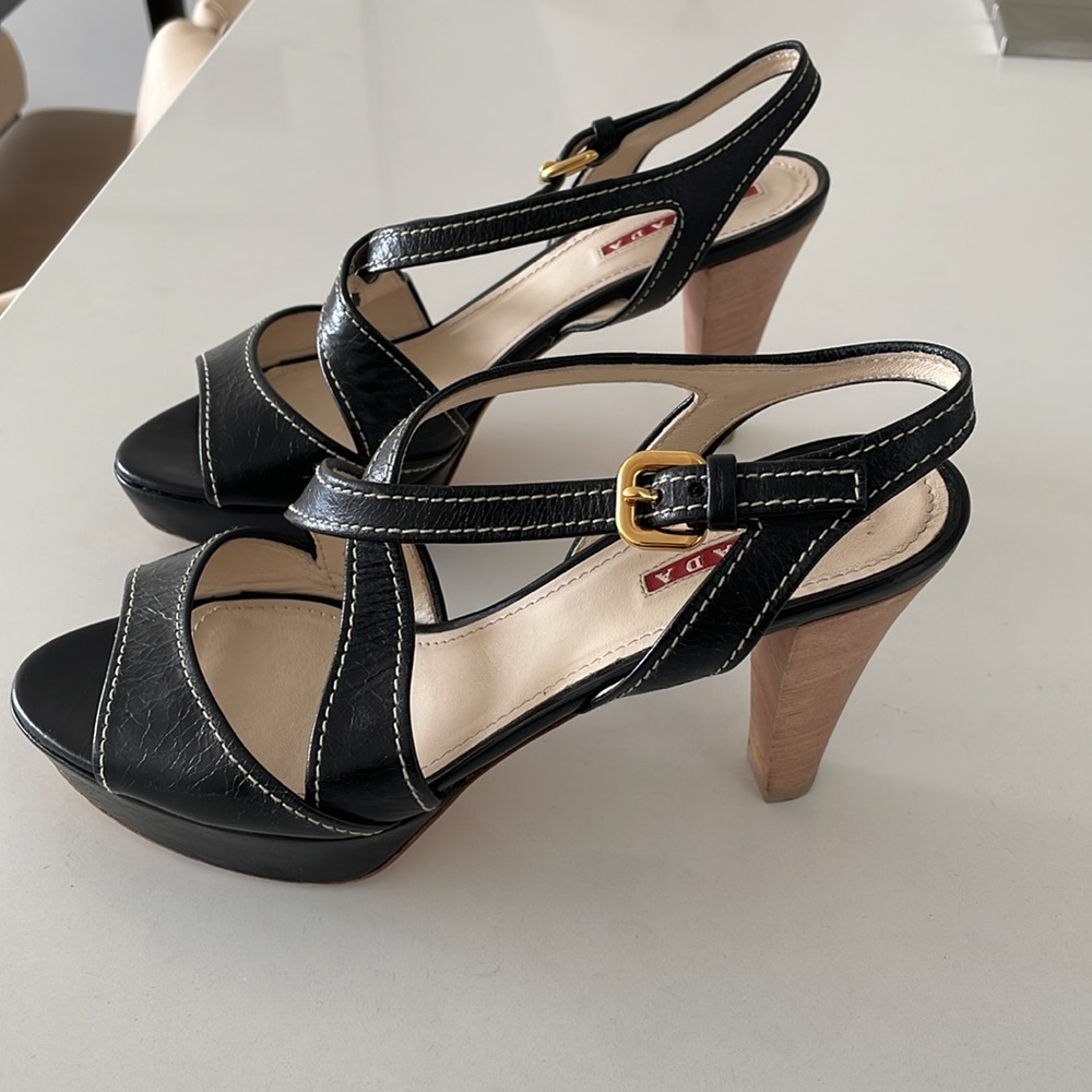 SALE! Prada Sport Black Leather Platform Sandal - Picture 4 of 16